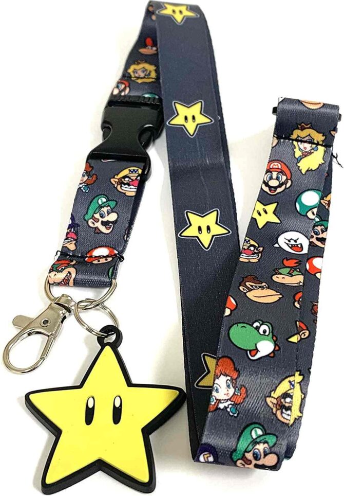 Super Mario Bros Star Power Up Double Sided Lanyard by Bioworld