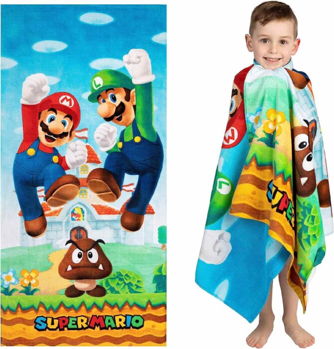 Super Mario Official Nintendo Kids Super Soft Cotton Bath_Pool_Beach Towel by Franco