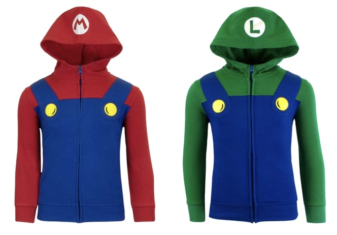 Nintendo Super Mario Bros. Boys Costume Hoodies, Mario and Luigi Zip-Up Costume Hooded Sweatshirts for Boys