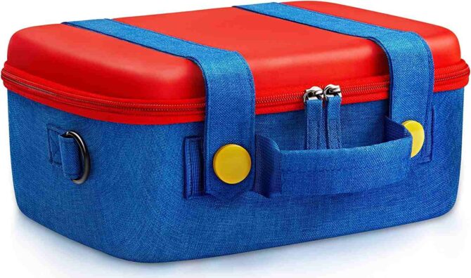 FUNLAB Carrying Case Compatible with Nintendo Switch and Switch OLED Console Super Mario Red and Blue