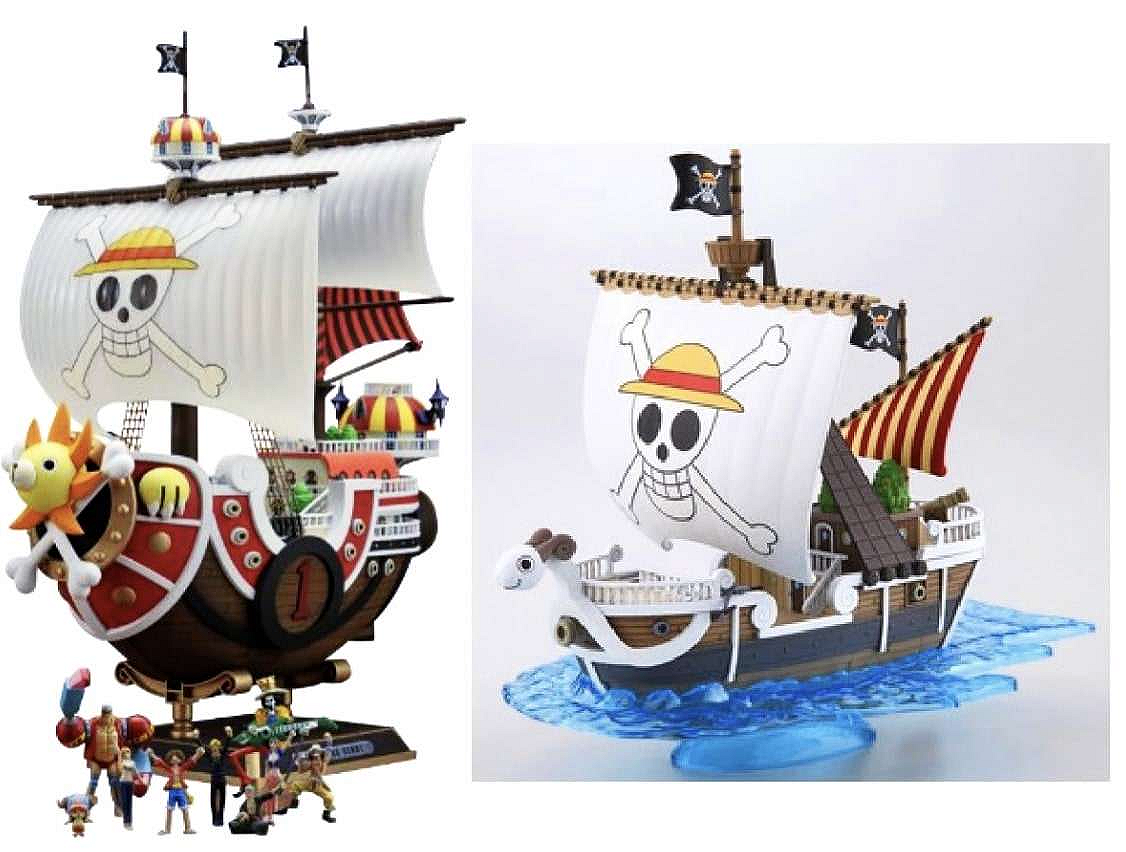 One Piece Thousand Sunny World Version and Going Merry Model Ship Bandai 