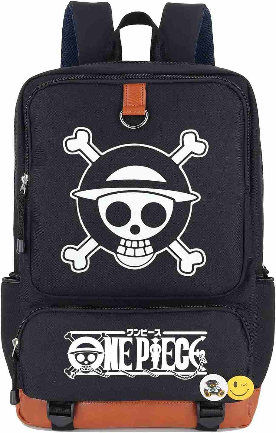 Anime One Piece Backpack Jolly Roger Skull Straw hat School Bag