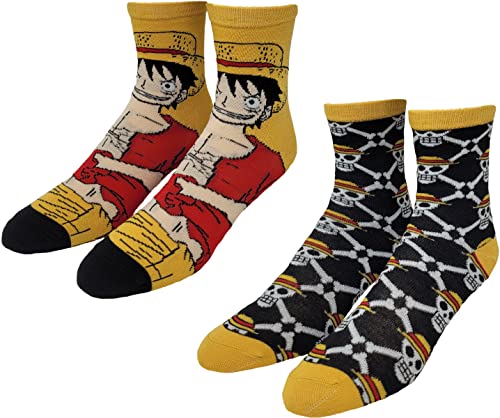 One Piece Crew Socks 2 Pairs Monkey D Luffy Jolly Roger