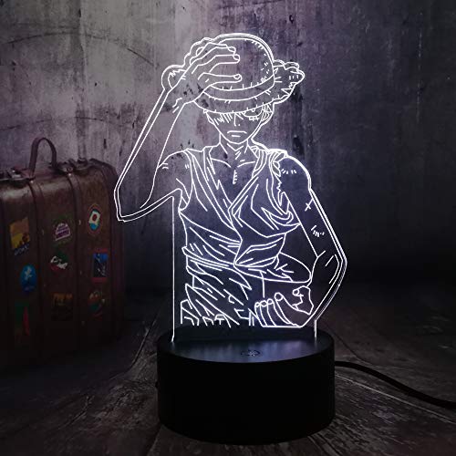 One Piece Monkey D. Luffy 3D LED Illusion Night Light 7 Colors