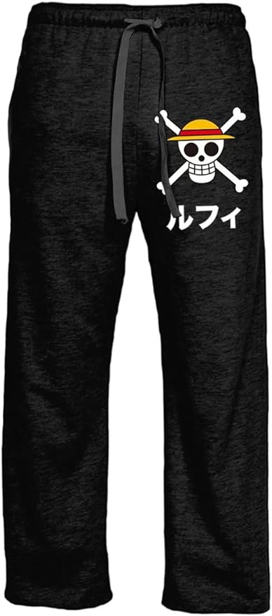 Ripple Junction One Piece Adult Straw Hat Pirate Logo and Kanji Luffy Lounge Pant