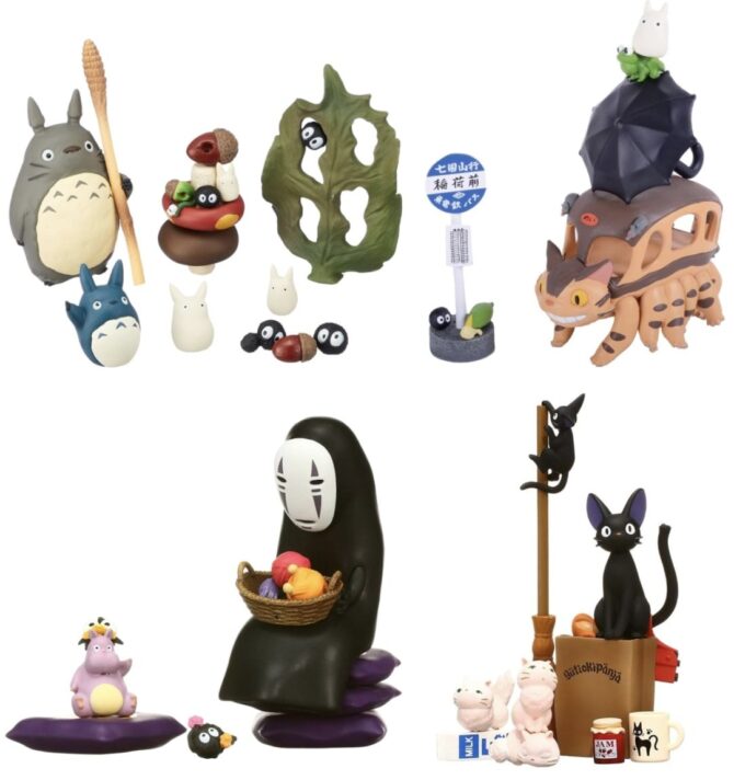 Studio Ghibli - My Neighbor Totoro - Kiki's Delivery Service - Spirited Away - No Face - Catbus - Jiji Cat - Black Soot Sprite Susuwatari - Baby Boh Mouse Stacking Figures