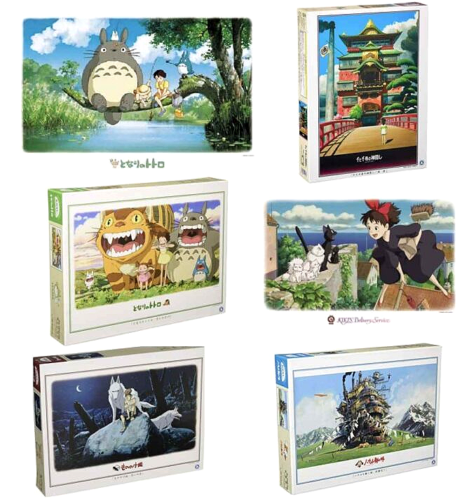 Studio Ghibli 1000 Piece Puzzles - Princess Mononoke, Spirited Away, My Neighbor Totoro, Kiki's Delivery Service, Howl's Moving Castle