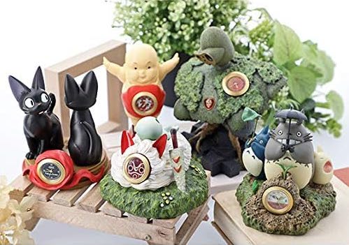 Studio Ghibli Statue Desk Clock - Kiki's Delivery Service - Jiji, Castle in the Sky - Hopes of the Robot Soldier, My Neighbor Totoro, Princess Mononoke - Upon San's Mask