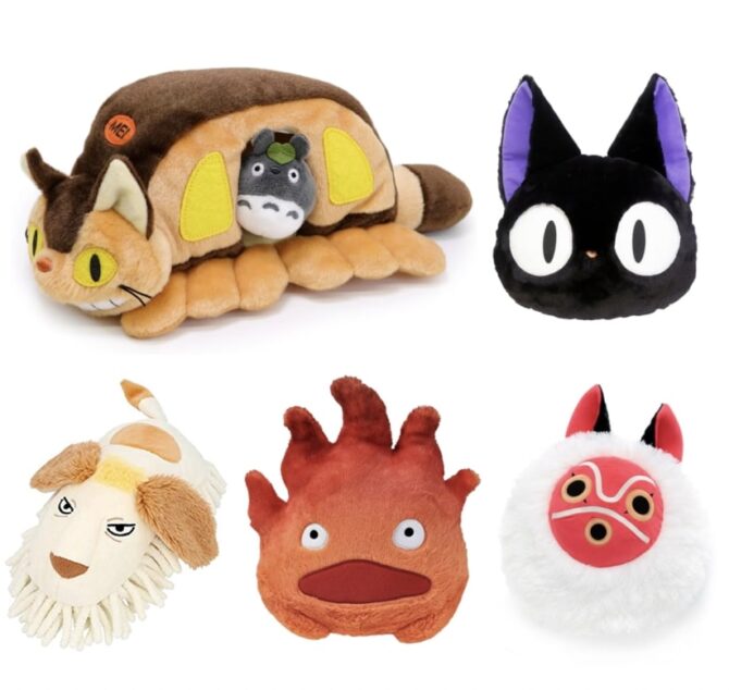 Studio Ghibli Plush Toys Catbus, Jiji Black Cat, Heen, Calcifer, Princess Mononoke San's Mask