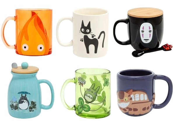 Studio Ghibli Mugs - My Neighbor Totoro - Kiki's Delivery Service Jiji Black Cat - Spirited Away No Face - Howl's Moving Castle Calcifer