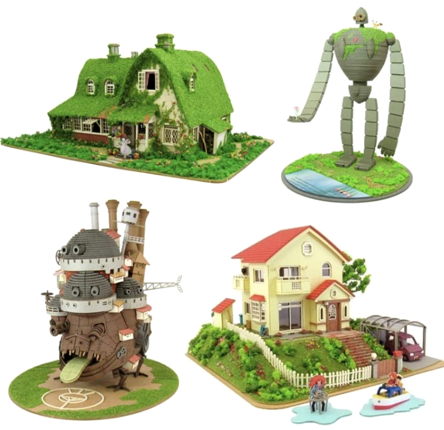 Studio Ghibli Papercraft Models - Kiki and Gigi's House - Laputa Robot Soldier -House of Sosuke and Ponyo - Howl's Moving Castle