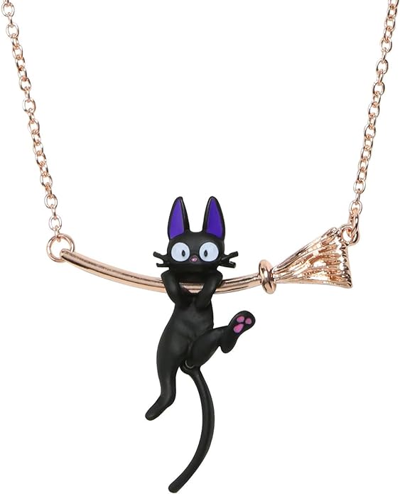 Kiki's Delivery Service Jiji Hanging on Broom Necklace