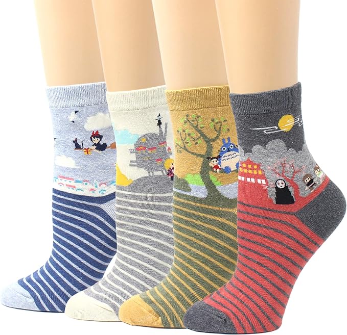 Studio Ghibli Crew Socks Kiki's Delivery Service, Howl's Moving Castle, My Neighbor Totoro, Spirited Away